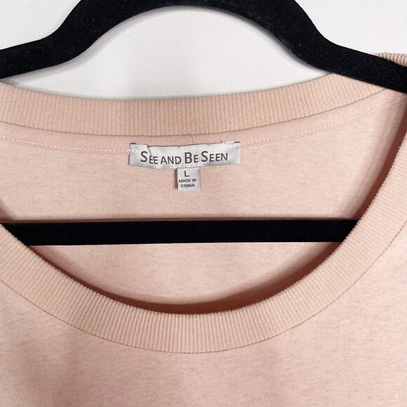 New See and Be Seen Large Pink Blush Ruffle Detail Striped Sweatshirt Crew Neck - Picture 7 of 10